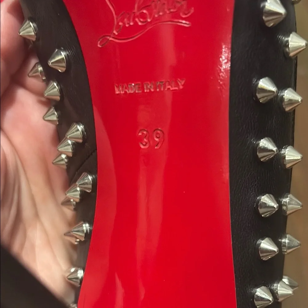 Christian Louboutin Black Stiletto Heels with Studded Design - Picture 2 of 4